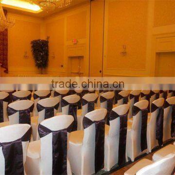 Beautiful white lycra/nylon chair cover with satin sashes