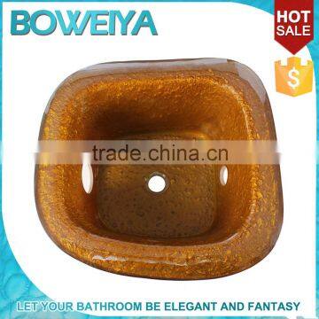 China Supplier Men Bathroom Curved Glass Handmade Foot Bath Basin For Massage