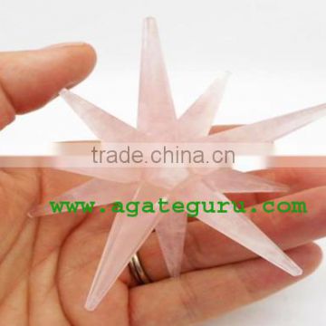 Rose Crystal Quartz Crystal 12 Point Merkaba Star