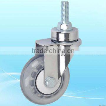 3 inch thread stem transparent medical caster