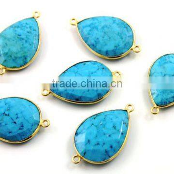 The Gopali Jewellers Wholesale Turquoise Gemstone Connector Gemstone Bezel set Vermeil