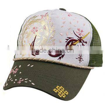 printing and embroidery 100% cotton baseball mesh cap