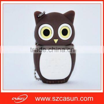 Promotion customized pvc usb 8gb flash drives/owl cartoon PVC usb flash memory