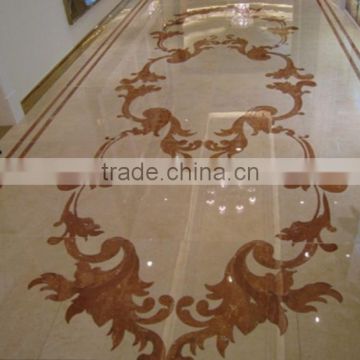 beige marble tile floors, fancy waterjet marble flooring, water jet marble