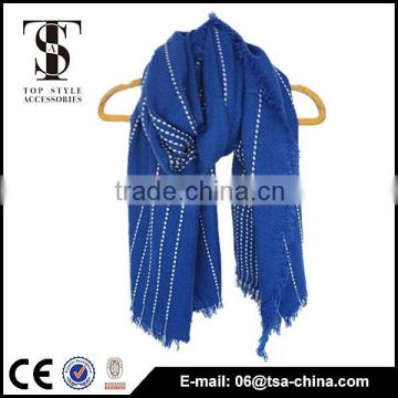 2015 Winter woven blue scarf wholesale strip Comfortable Lady Scarf shawl