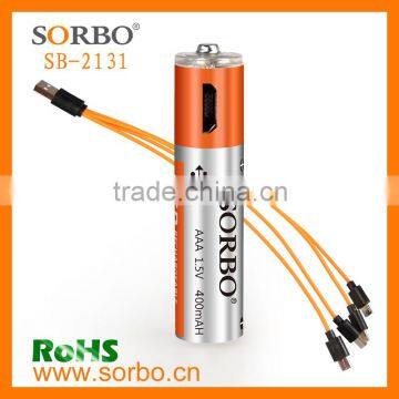 Rechargeable Powerful USB AAA Polymer Lithium Battery