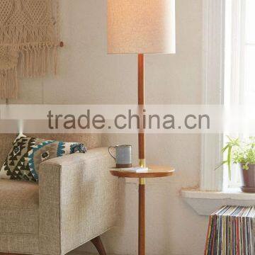 0403-6 a wood design with brass accents round hardback drum shade for an eclectic look Mid-century modern floor lamp                        
                                                Quality Choice