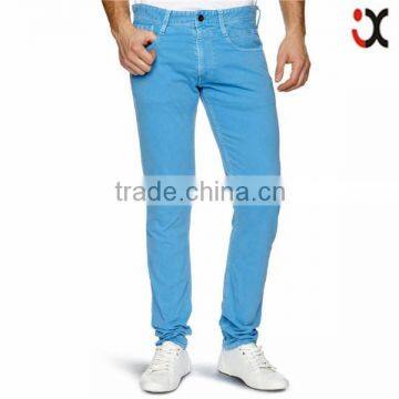 2015 sky blue colored low waist slim new style man jeans JXQ840