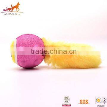 Strech Rubber Squeaky Pig Puppy Dog Chew Toy With Plush Tail