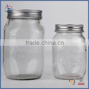 Transparent Embossed Mason Jar Glass High Quality Wholesale Mason Jars