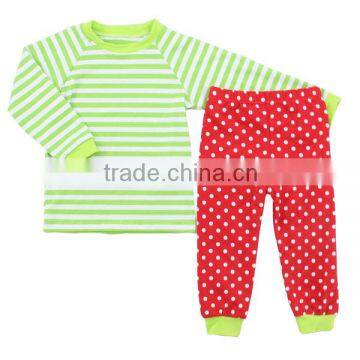 2016 kaiyo wholesale boutique cotton strip&dot pajamas boy and girls Christmas set infant, toddler, children clothing