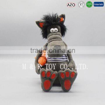 Manufacture Fluffy Wolf with Clothes Plush Animal Toy for GIfts