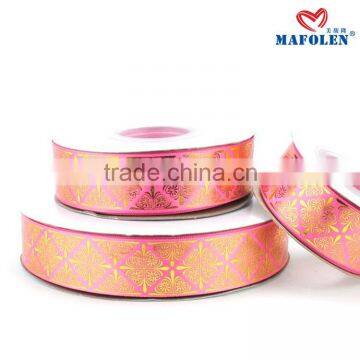 Wholesale High Density Single Face Custom Ribbon Satin With Logo Gold Foil Printed photo-6