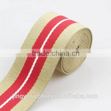 3 inch wide polyester cotton striped woven jacquard webbing
