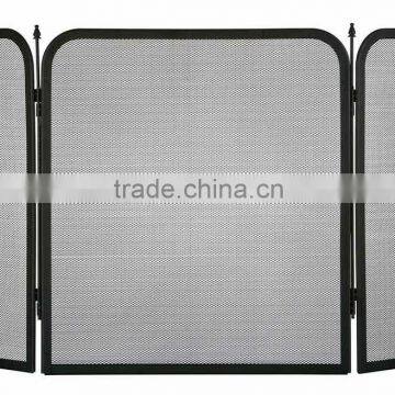 Fireplace Black 3 Fold Mesh Fire Screen Spark Guard