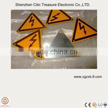 Metal warning triangle sign board