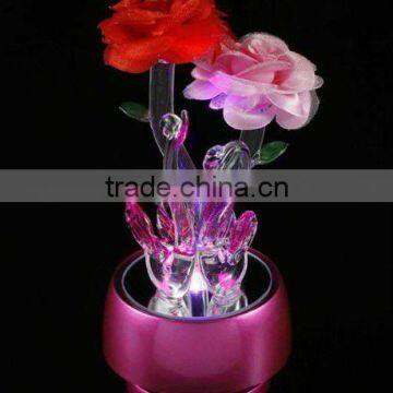 small artificial crystal flowers with light base for wedding gift(R-0921