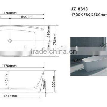 Resin Stone Japanese Soaking Tub Round Bathtub for Bathroom Furniture,freestanding Solid Surface Bathtub photo-5