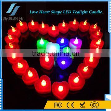 24Pcs / Box 7 Color rechargeable Heart Shaped Tea Light Candle