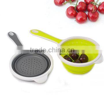 Multifunctional Plastic Collapsible Collander With Handle Of Draining Basket Strainer