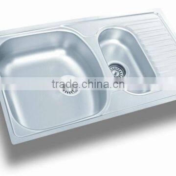 78x44 1,5 Bowl Stainless Steel Kitchen Sink (DE139)