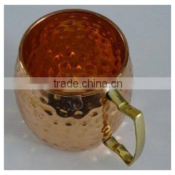 Mule Copper Barrel Mug 16 Oz. - Pure Hammered Solid Copper Barrel Mug, Handmade With Solid Brass Handle. NO Inner Lining and Tar photo-3
