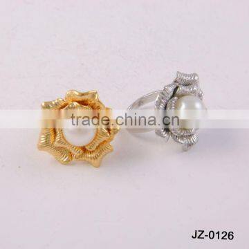 2012 gold plated flower pearl ring