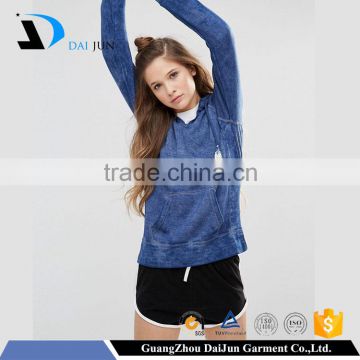 Guangzhou Daijun 100% cotton high quality drawstring blue woman wholesale blank pullover hoodies