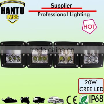 Hot selling square working light 3.3'' 20w led working light for roof offroad excavator,truck fork lift