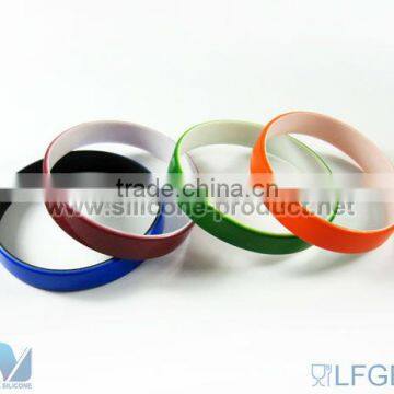 Custom Double Color Hot Selling Anti-bacterial 100% Eco-friendly Silicone Promotional Bracelet