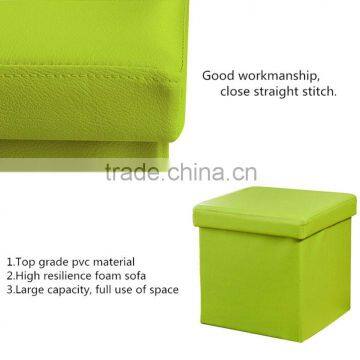 Cube Faux Leather Folding Storage Ottoman, Foot Rest Stool Footrest photo-2