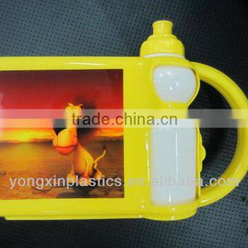 PP plastic lunch box and PE bottle set with handle