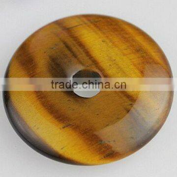 30mm natural yellow tiger eye donut shaped pendant