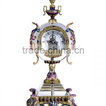 RORO Majestic Demeanor Eagle Enamel Crystal Glass Table Clock Metal Decorative Clock Furniture Matching