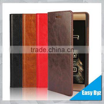 Low price china mobile phone Credit Card Slots Wallet Crazy Horse Leather for huawei ascend p8 case wholesale