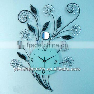 Fashion Mordern Home Decorative Acrylic diomond Craft Metal Wall Clock wholesale