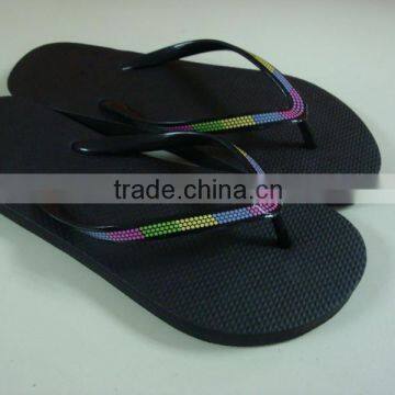 wholesales basic summer rubber PE flipflops with printed pvc