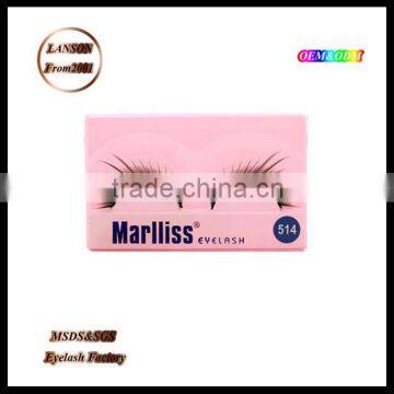 High quality novel custome label strip eyelashes/Marlliss 514 crystal false eyelashes