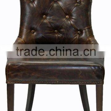 dark brown PU letaher upholstery wooden leg dining chair