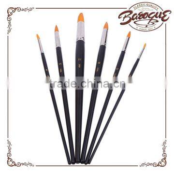 In stock 6 pcs fine wood handle round nylon gold taklon artist detail paint brush set