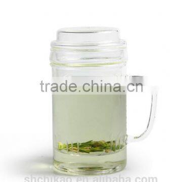 Drinking glass cup with handle Glass Cups With Handle With Lid