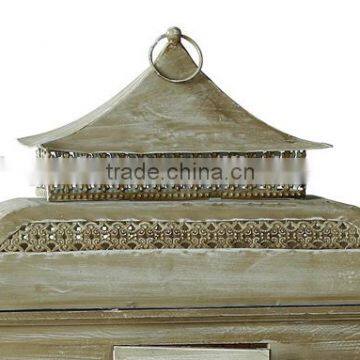 House Design Wood Hurricane Candle Lantern photo-3