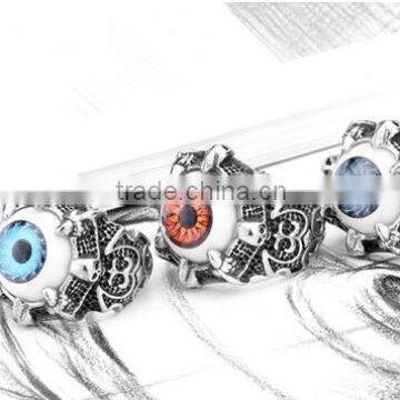 Custom Design Punk Blue Red 316L Evil Eyes Ring photo-3