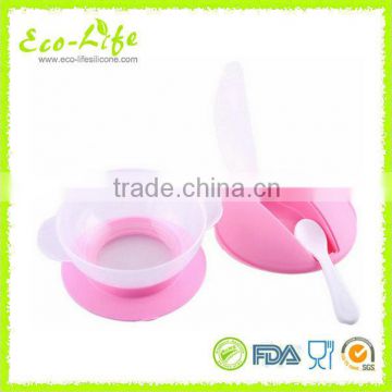 Safe Baby Feeding Bowl Set with Temperature Sensing Silicone Spoon