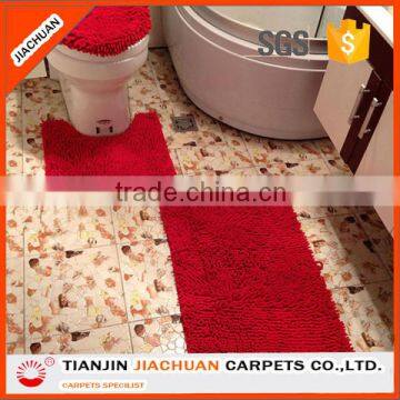 Long Pile Polyester Washable Shiny Chenille 3 Piece Bathroom Mat Sets