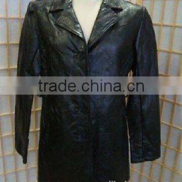 Black Italian Stone Ladies Leather Coat