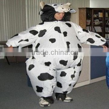 Hola white and black inflatable cow costume