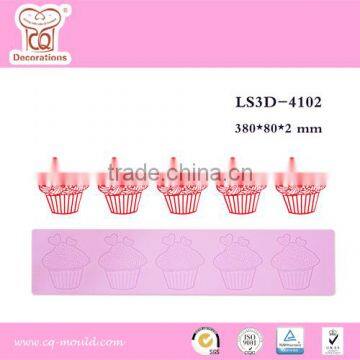 Hot sale 5 together cupcake lace mold decorating fondant cake mat