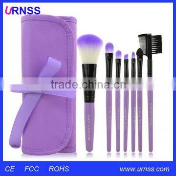 Custom logo makeup brushes and private label hair brush with purple makeup case