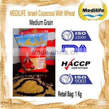 Couscous M'hammes. 100% Durum Wheat semolina flour Israeli Couscous Medium Grain 1Kg. Healthy Mediterranean Israeli Couscous.